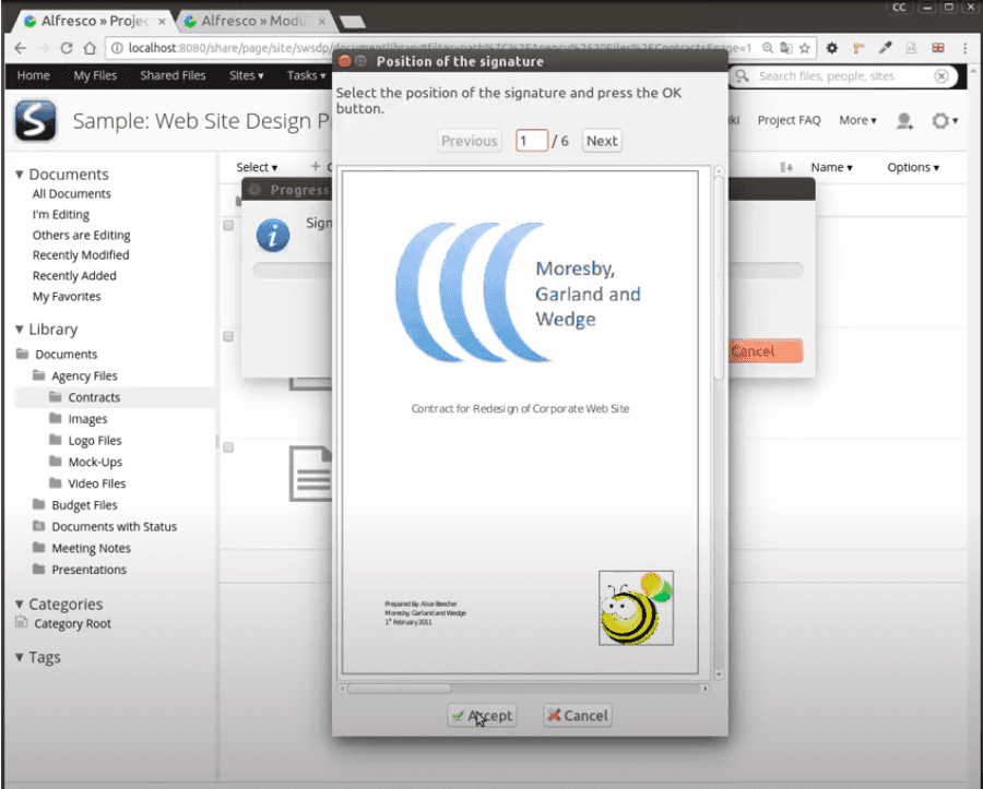 Alfresco Signatures with Sinadura